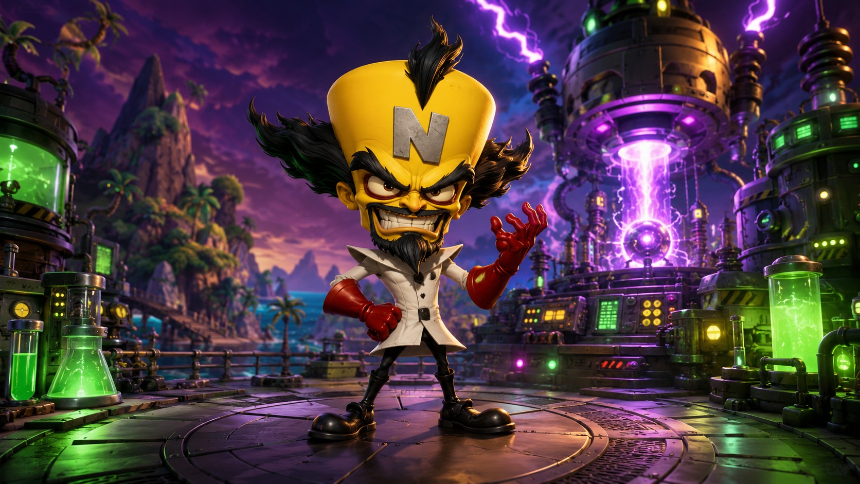 Dr. Neo Cortex ve své laboratoři ze série Crash Bandicoot